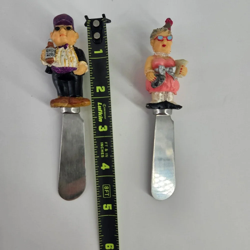 Boston Warehouse Party People Cheese Spreaders Set of 2 Stainless New Years Eve
